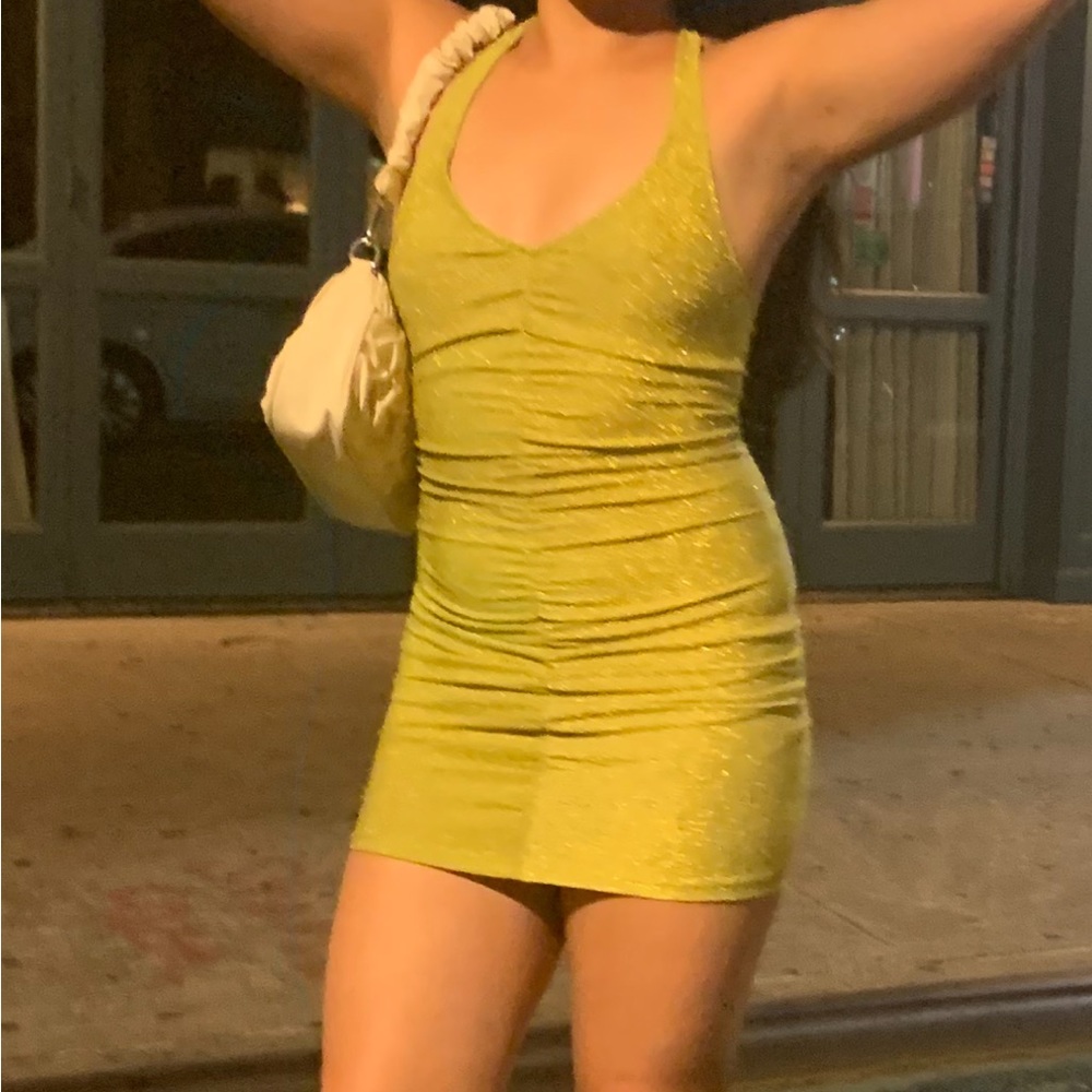 Lime Green Glitter urban outfitters dress